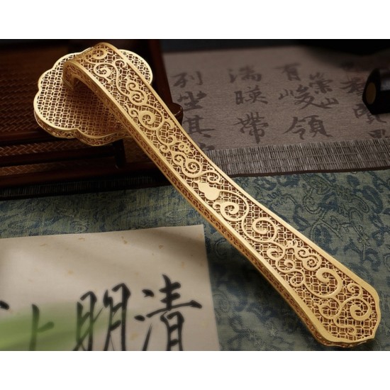 Brass Ruyi Inlaid With White Jade